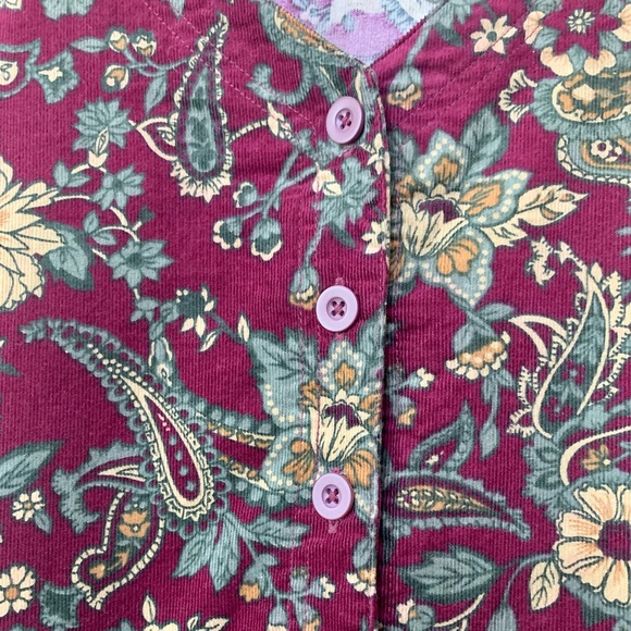 Vintage Bobbie Brooks Burgundy Corduroy Paisley Midi Dress Size XL - Picture 10 of 11